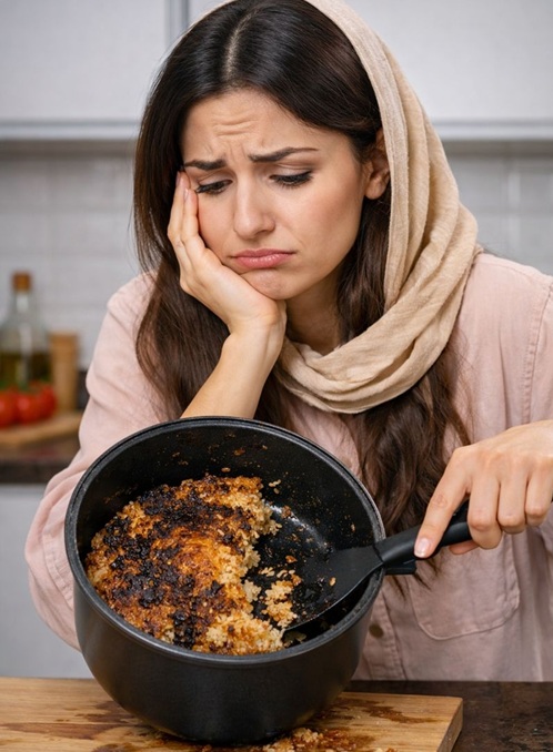 ته چین وا رفته؟ چسبیده؟ مشکل از دستور نیست. قابلمه تو عوض کن