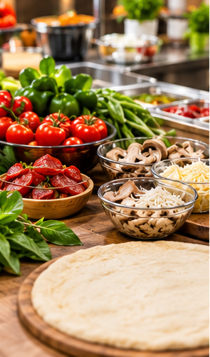 تجهیزات آماده سازی مواد پیتزا آماده سازی مواد اولیه در پیتزافروشی