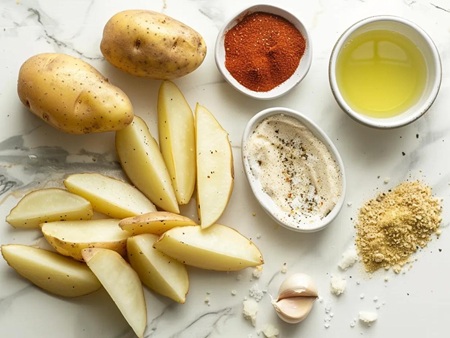 برش سیبزمینی برای تهیه سیبزمینی تنوری